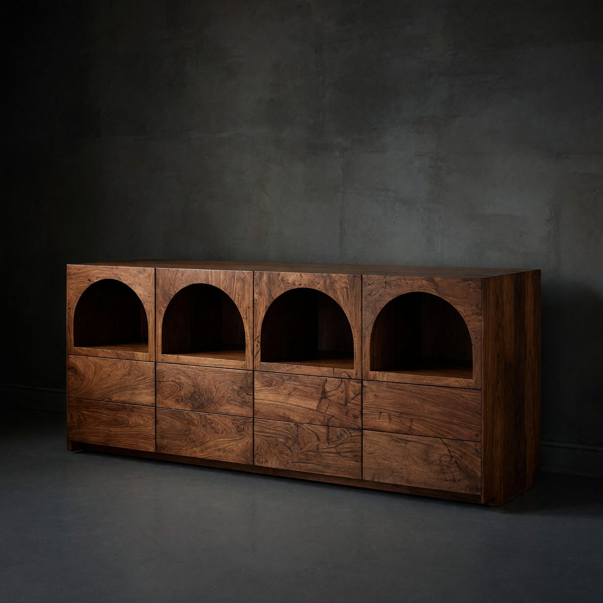 Solid Wood Sideboard Arched Niche Living Room