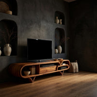 A Ribbon That Stopped Moving: Sculptural TV Console
