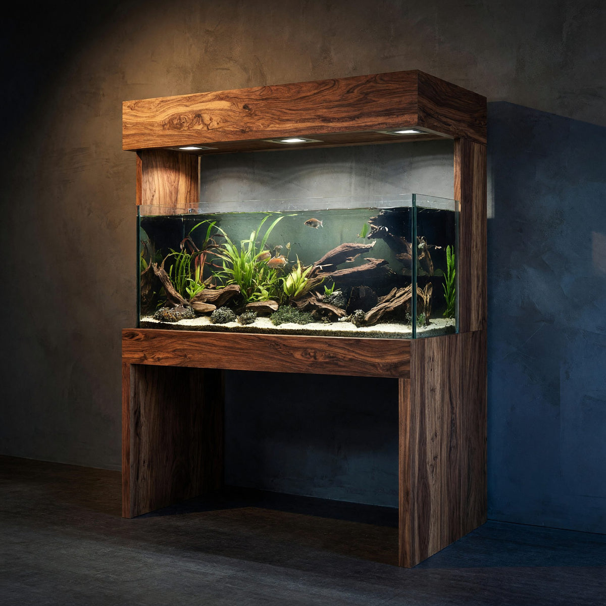 Solid Wood Aquarium Stand With Canopy Living Room