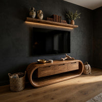 Closed Loop TV Console with Three Deep Drawers
