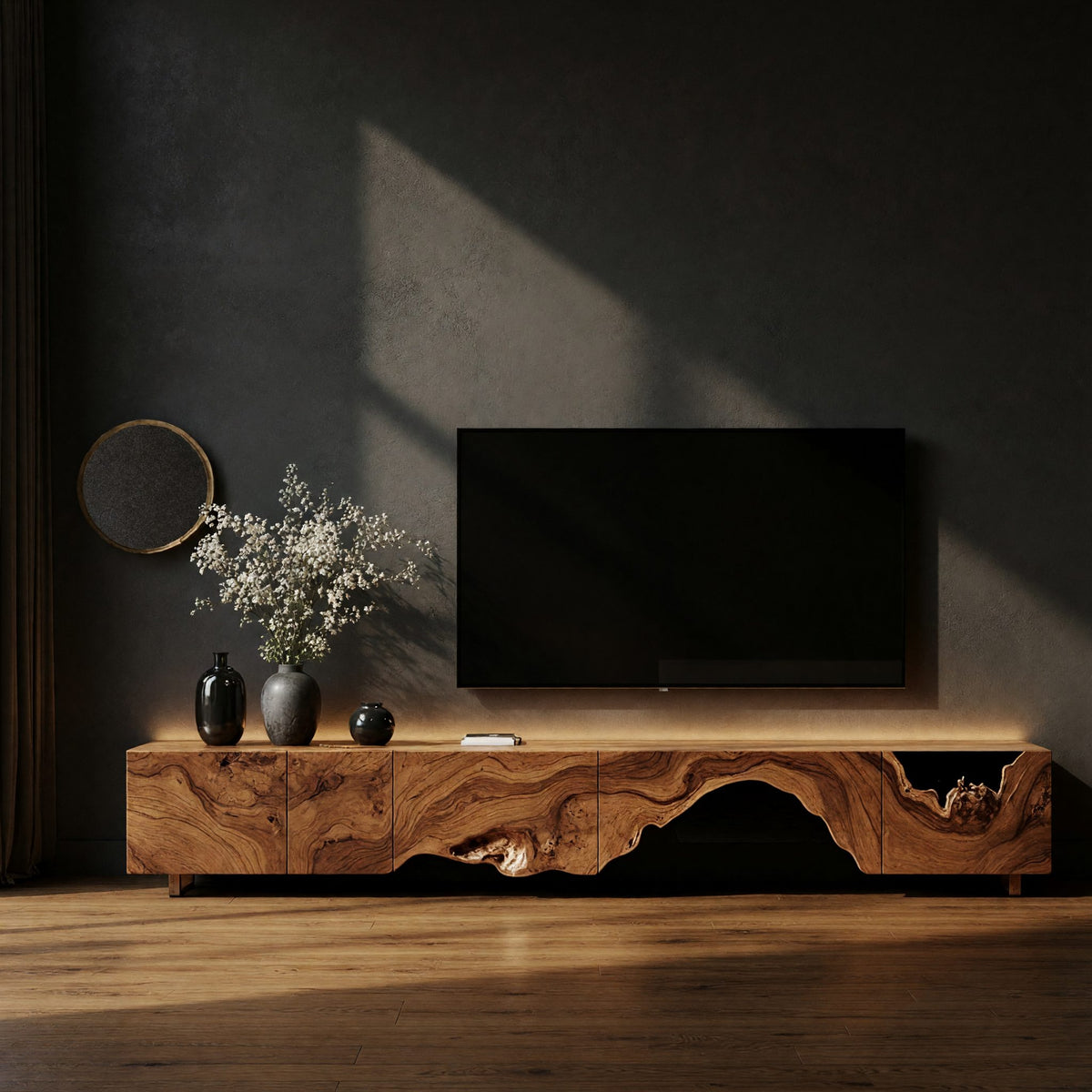 Live-Edge Scalloped Media Console in Solid Wood