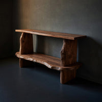 Solid Wood Standing Shelf Mid Century Live Edge Living Room Storage