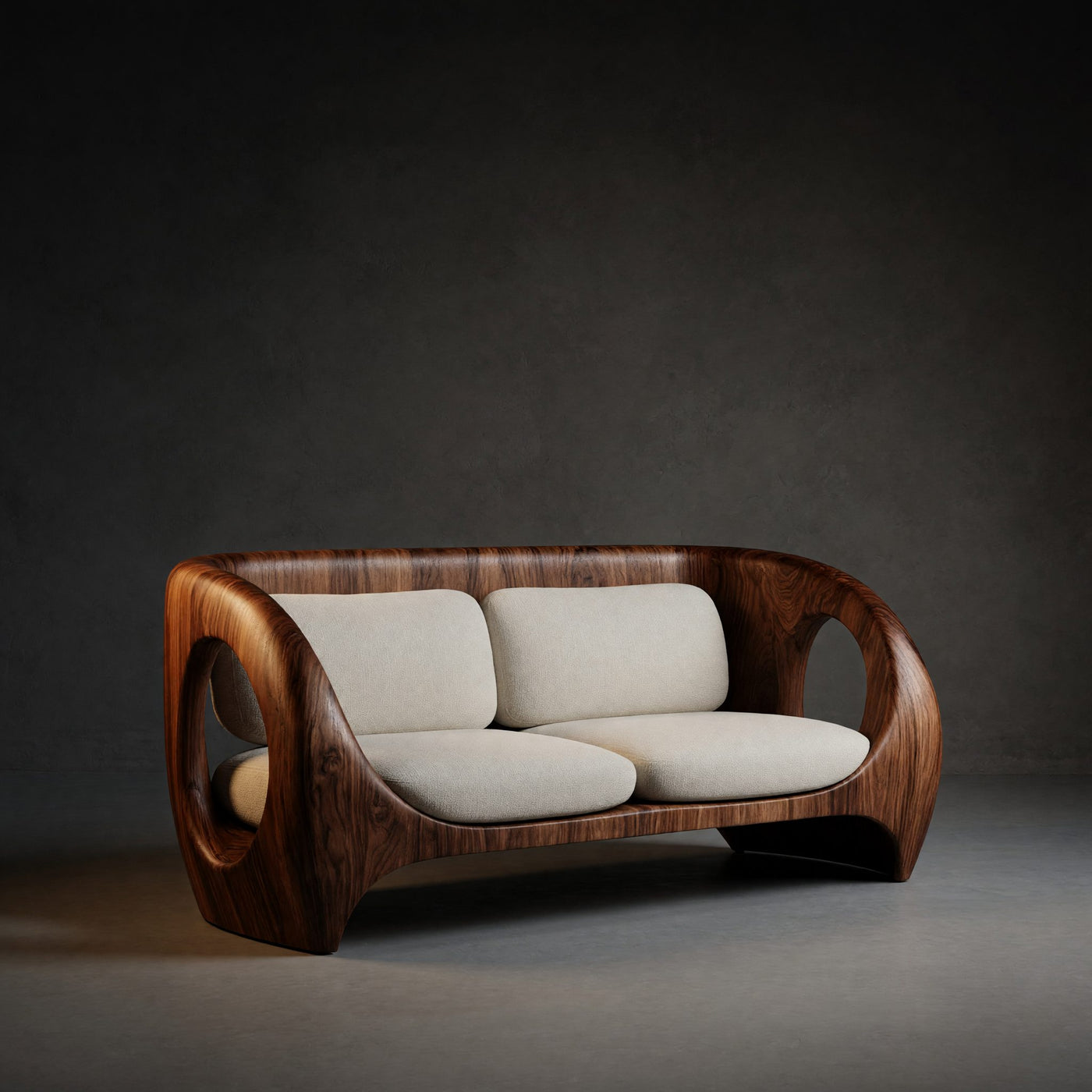 Solid Wood Sofa Elegant Sculptural Quiet Luxury