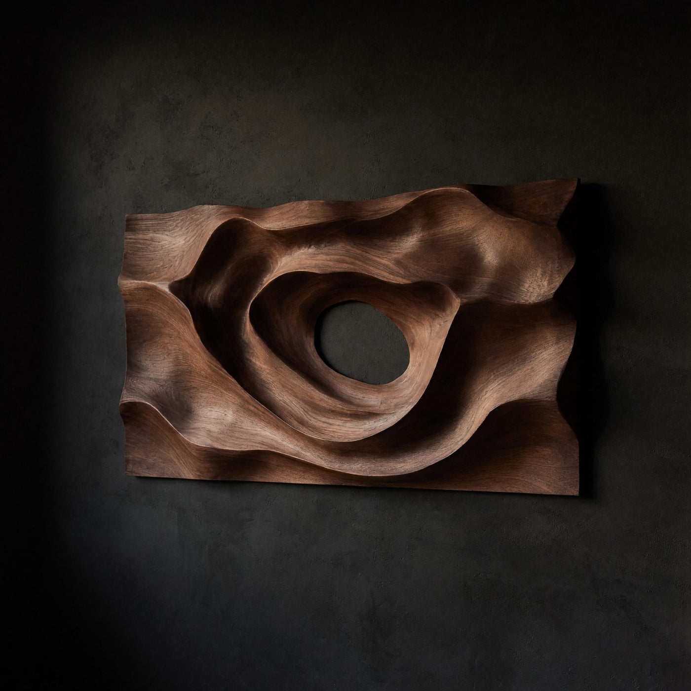 Hand Carved Dune Ridge Walnut Wall Art Relief Panel