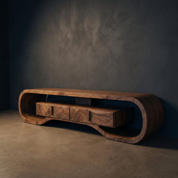Organic Wood Tv Cabinet For Living Room Media Storage