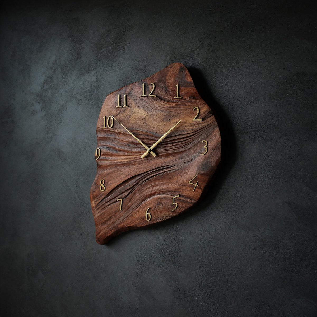 Solid Wood Clock Minimalist Wall Organic Shape Living Room