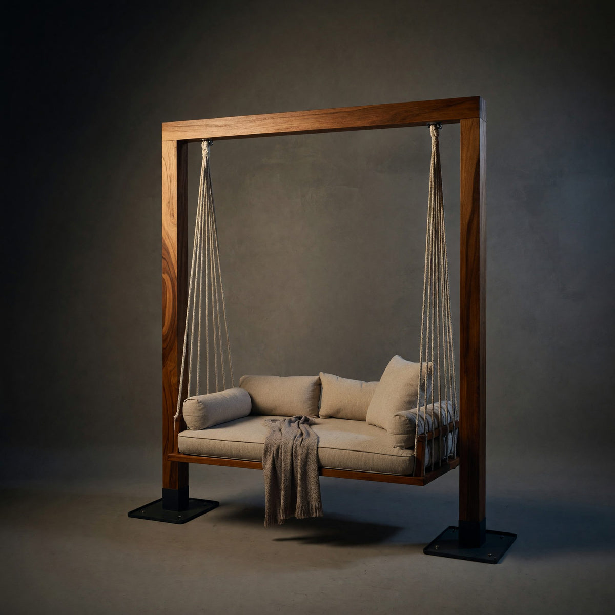 Solid Wood Porch Swing Outdoor Daybed Poolside Garden