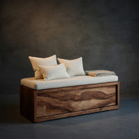Solid Wood Entryway Storage Bench Coastal Living Room