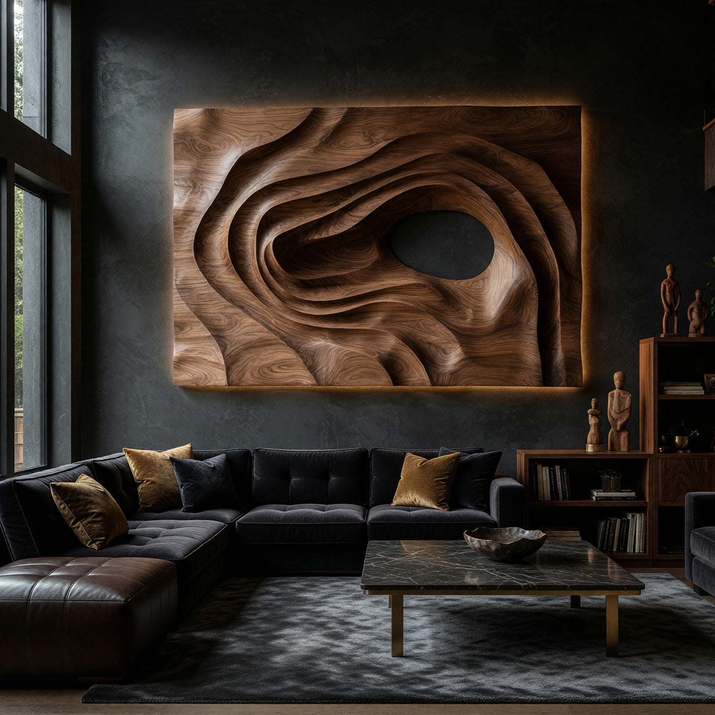 Spiral Wave Wall Art for a Wide Living Room Wall