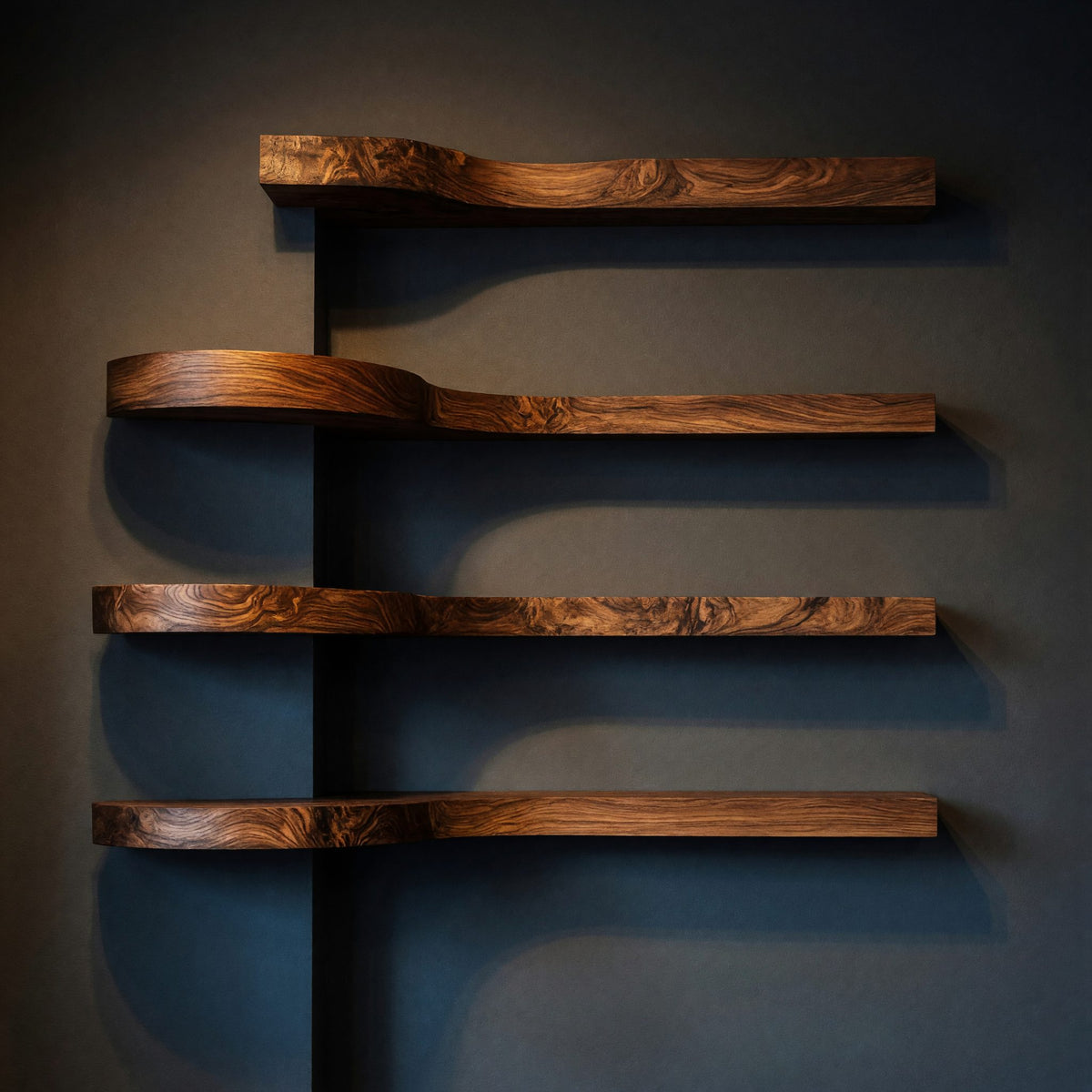 Solid Wood Spice Rack Mid Century Handmade Storage Kitchen Wall
