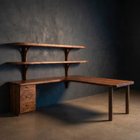 Modern L Shaped Desk With Open Bookshelves For Home Study