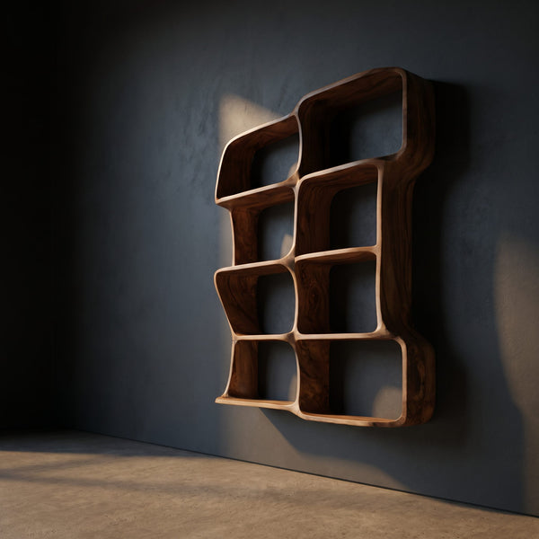 Modern Sculptural Floating Bookshelf For Bedroom Or Living Room