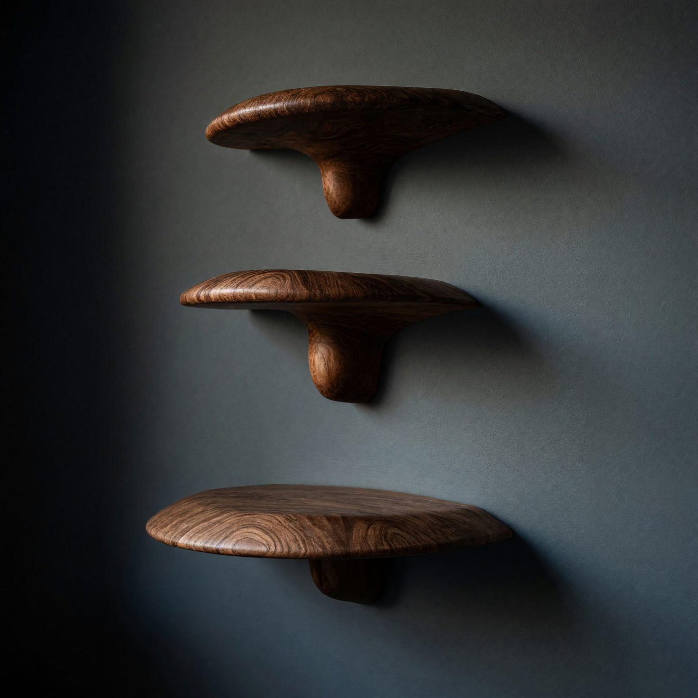 Solid Wood Mushroom Shelf Mid Century Handcrafted Solid Bedroom