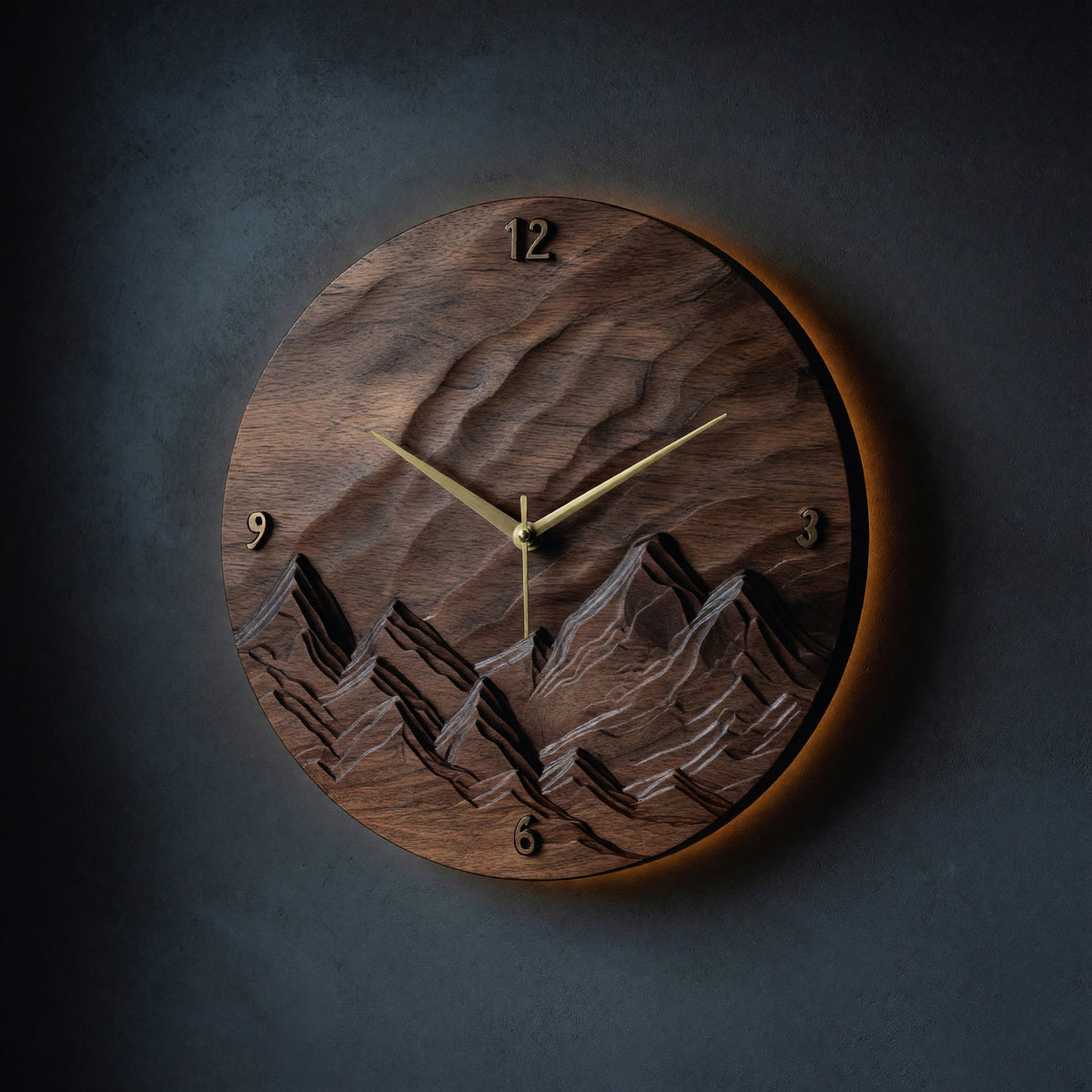 Solid Wood Clock Rustic Landscape Wall Living Room
