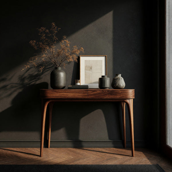Curved-Leg Console Table with Two Flush Front Drawers