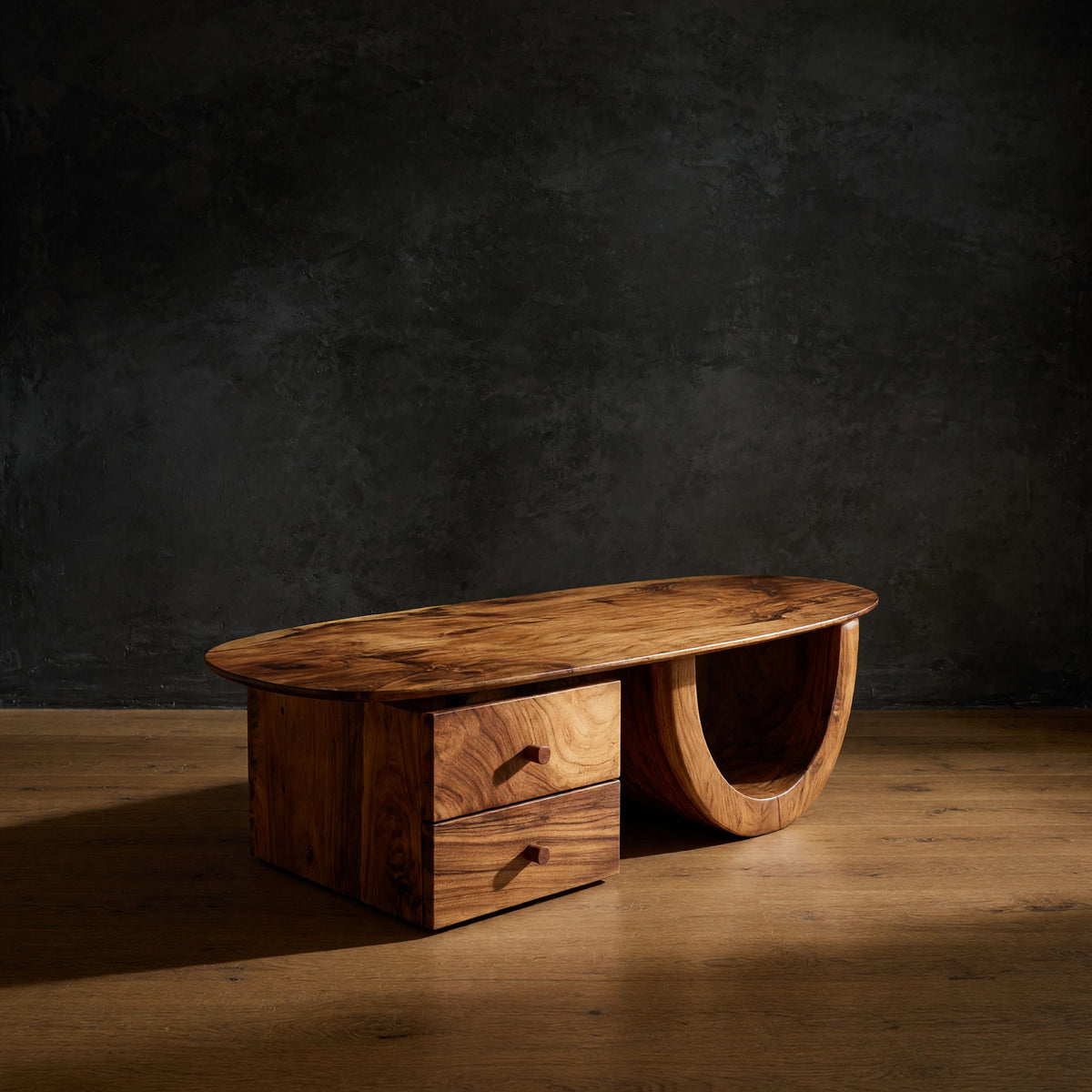 Two Drawers and a Long Breath: Oval Coffee Table