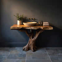 Solid Wood Live Edge Vanity Handcrafted Solid Bathroom Natural Spa Bath