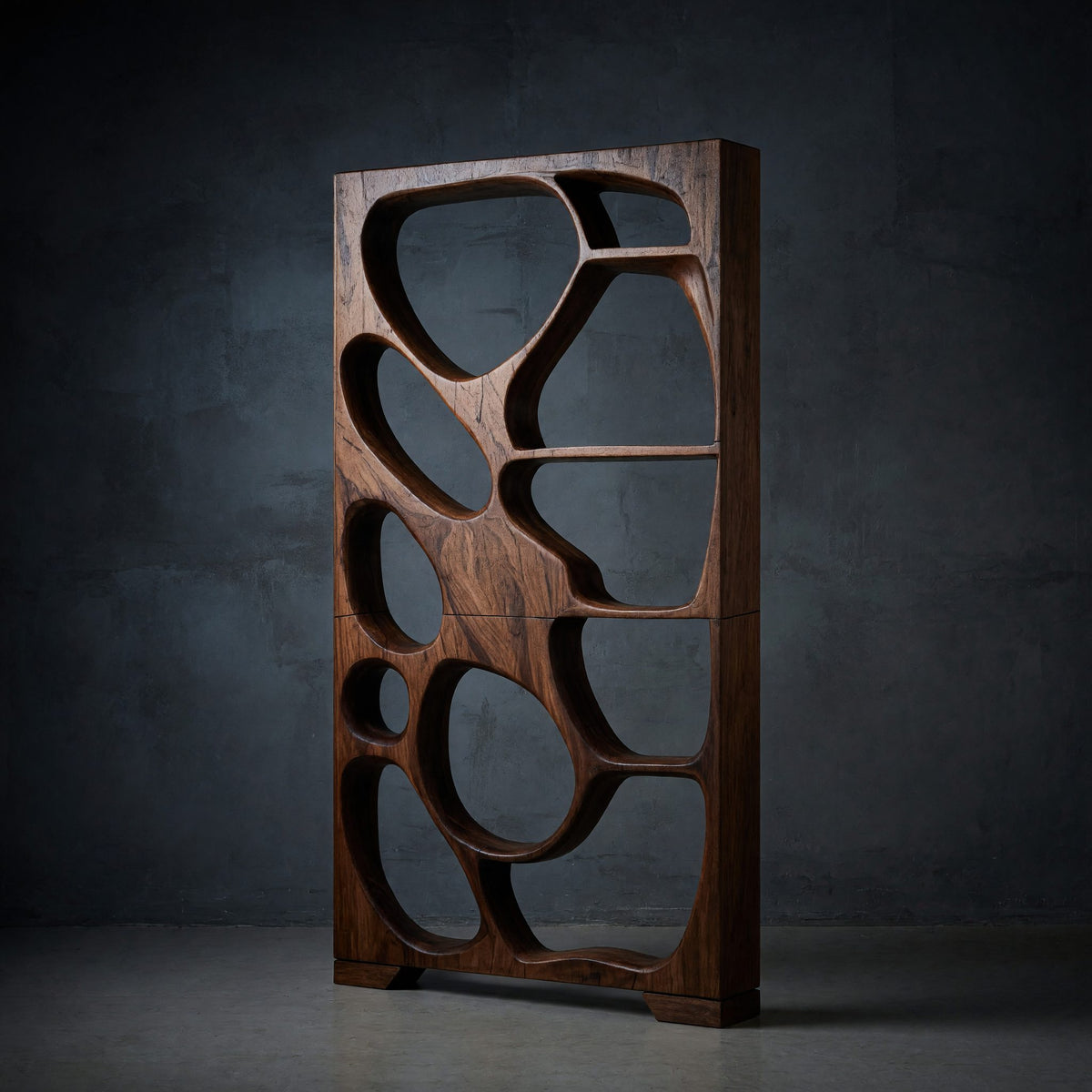 Solid Wood Room Divider Openwork With Display Shelves Living