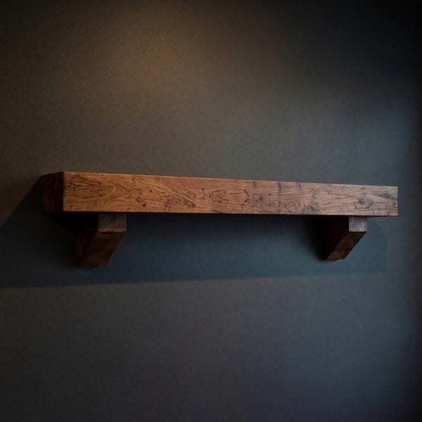 Solid Wood Floating Fireplace Mantel Rustic Shelf Living Room Cabin
