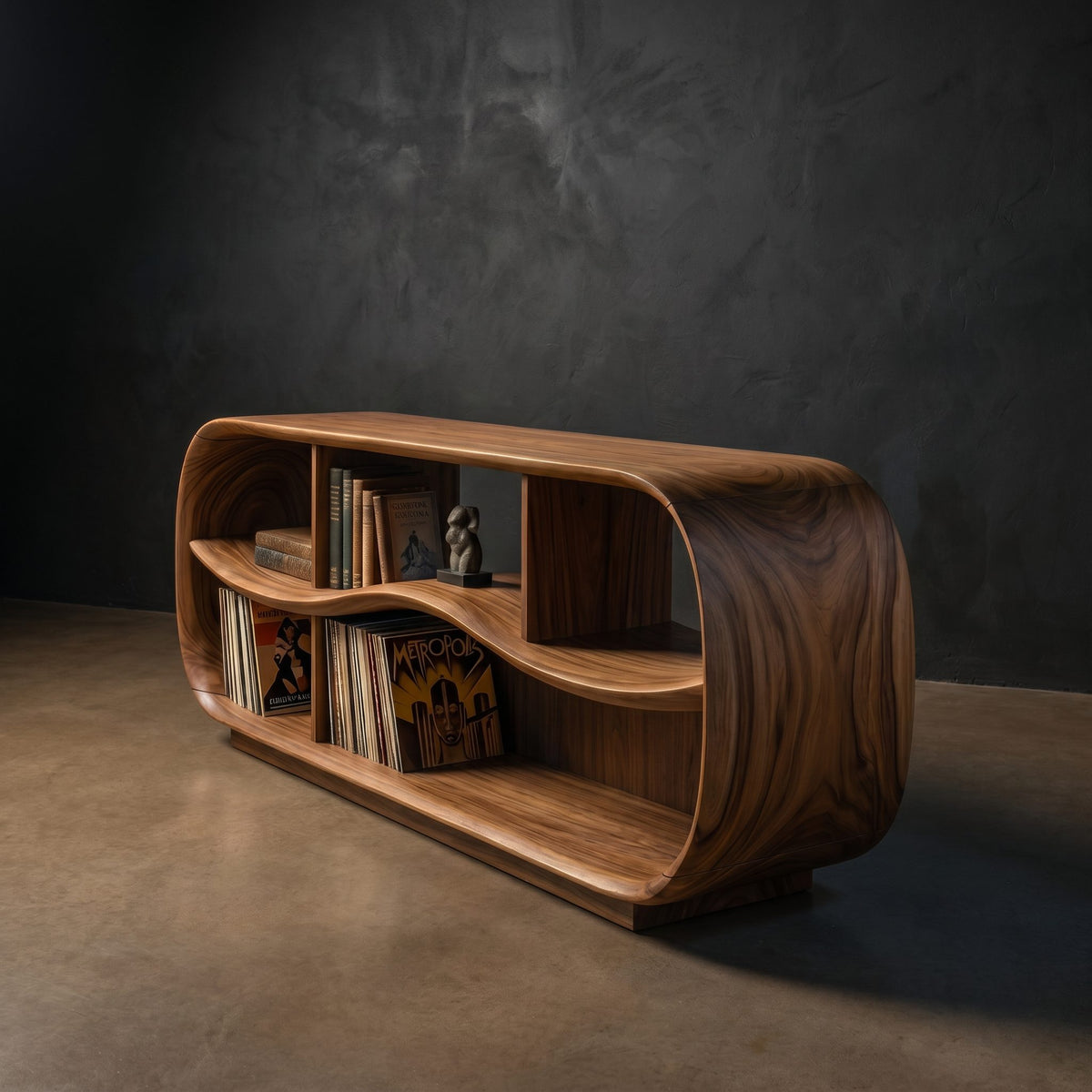 Contemporary Rounded Tv Console For Open Living Space