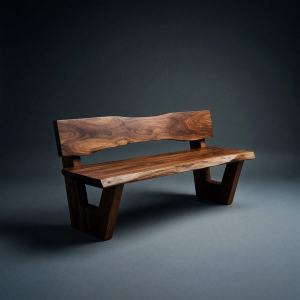 Solid Wood Outdoor Garden Bench Rustic Seating