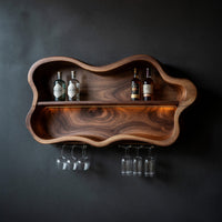 Solid Wood Wine Rack Glass Holder Open Dining Area