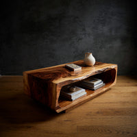 Hollow Box Coffee Table with a Live Edge Front Rim