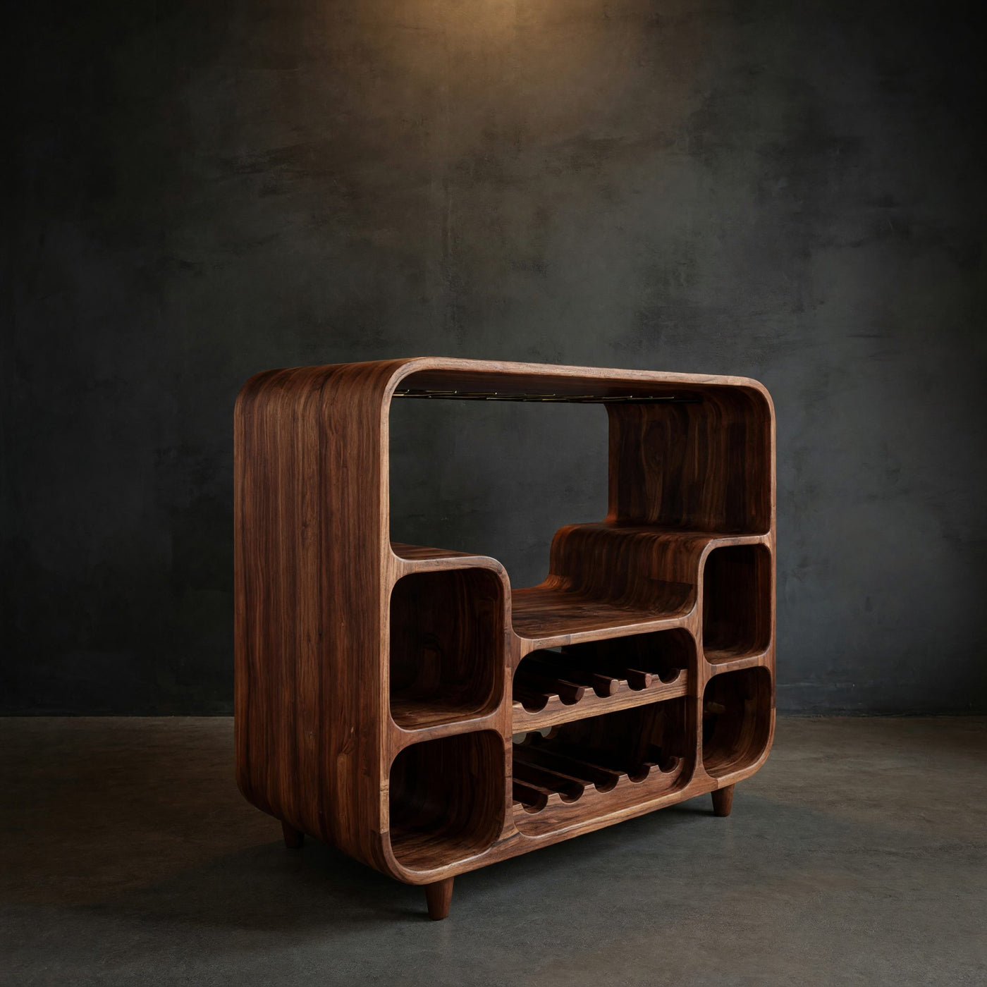 Solid Wood Bar Cabinet Wine With Open Bottle Display Home