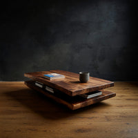 Floating Two-Tier Coffee Table with Open Storage Gap