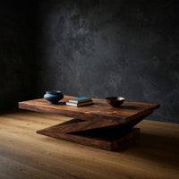 One Bold Zigzag Holding a Slab: Solid Wood Coffee Table