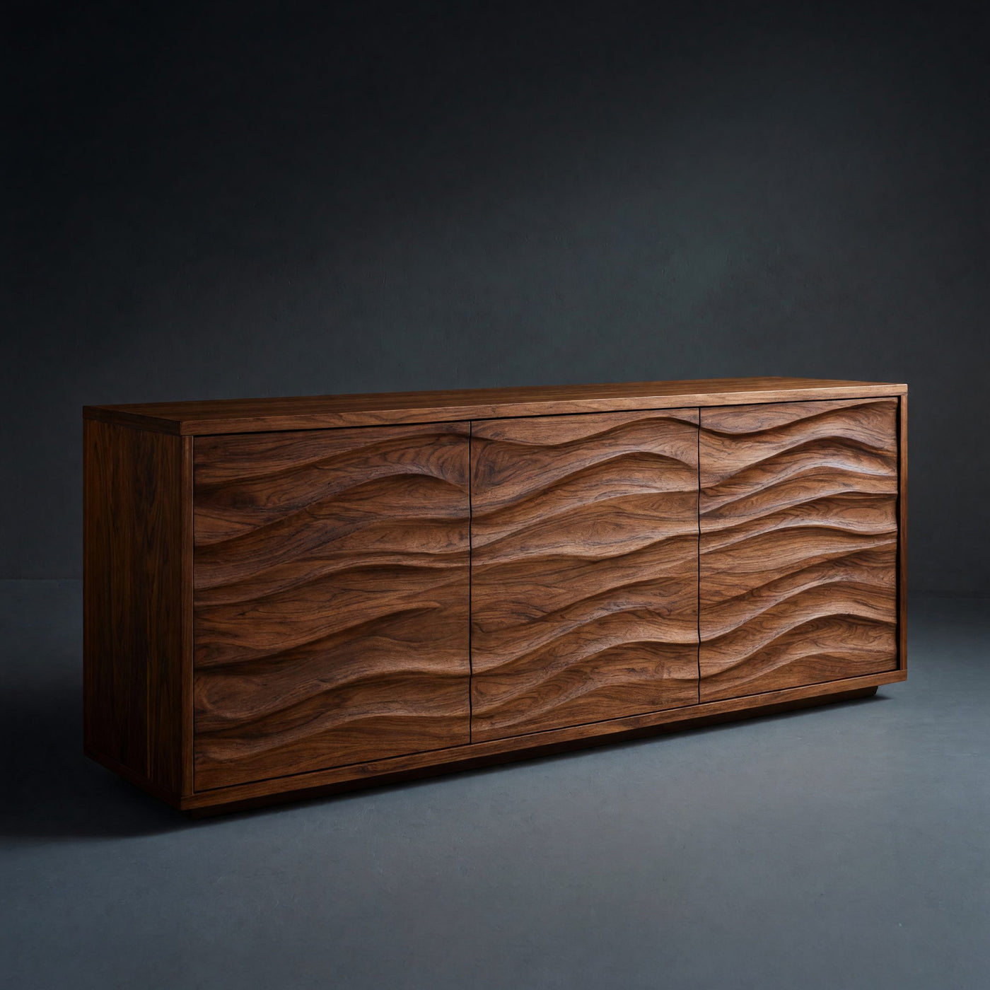 Solid Wood Sideboard With Wave Doors Home