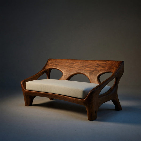 Solid Wood Sofa With Sculptural Open Frame Living