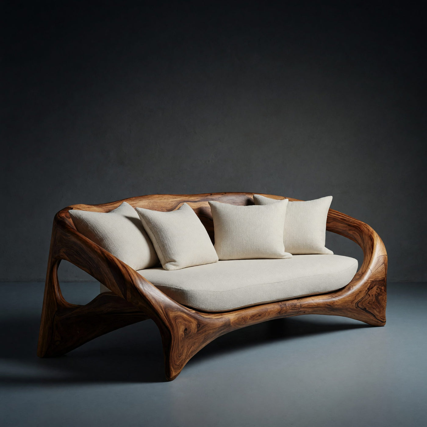Solid Wood Sofa Sculptural Living Room Space