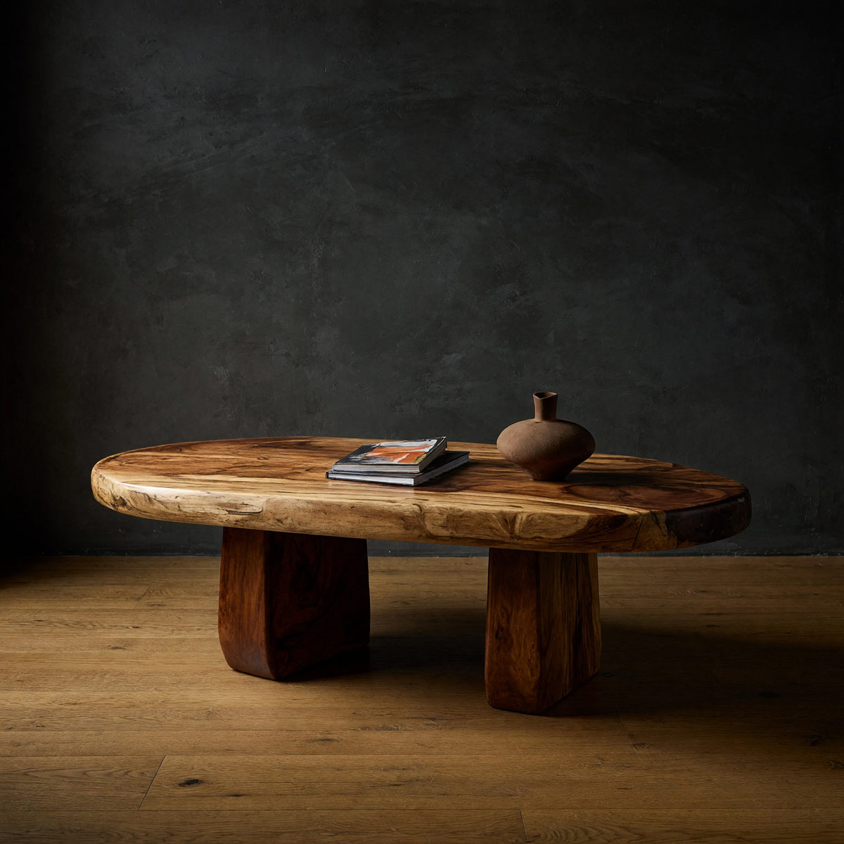 Stoneform Coffee Table with Live-Edge Wood Top
