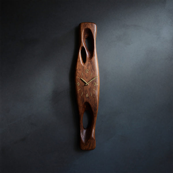Solid Wood Clock Minimalist Wall Vertical Decor Living Room