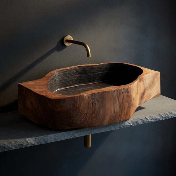Solid Wood Sink Vanity Handcrafted Wall Mounted Bathroom