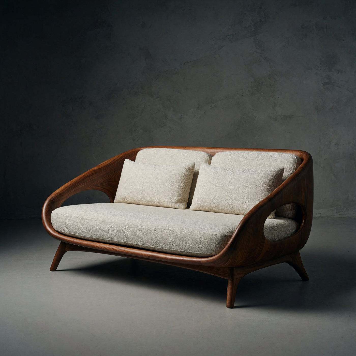 Solid Wood Sofa Artistic With Soft Lines Home Lounge
