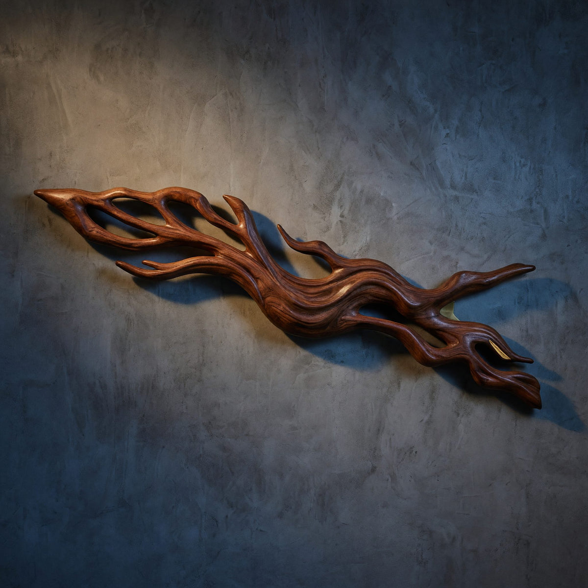 Rustic Wood Wall Light With Undulating Shape For Bedroom Decor