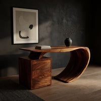 Scrollform Desk, Hand-Shaped from Solid Walnut