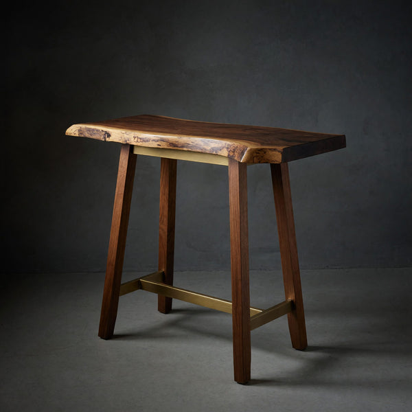 Solid Wood Bar Table Live Edge Solid Balcony Rail Mount Outdoor