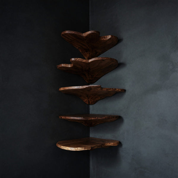 Solid Wood Corner Shelf Minimalist Leaf Bedroom Wall Decor Display