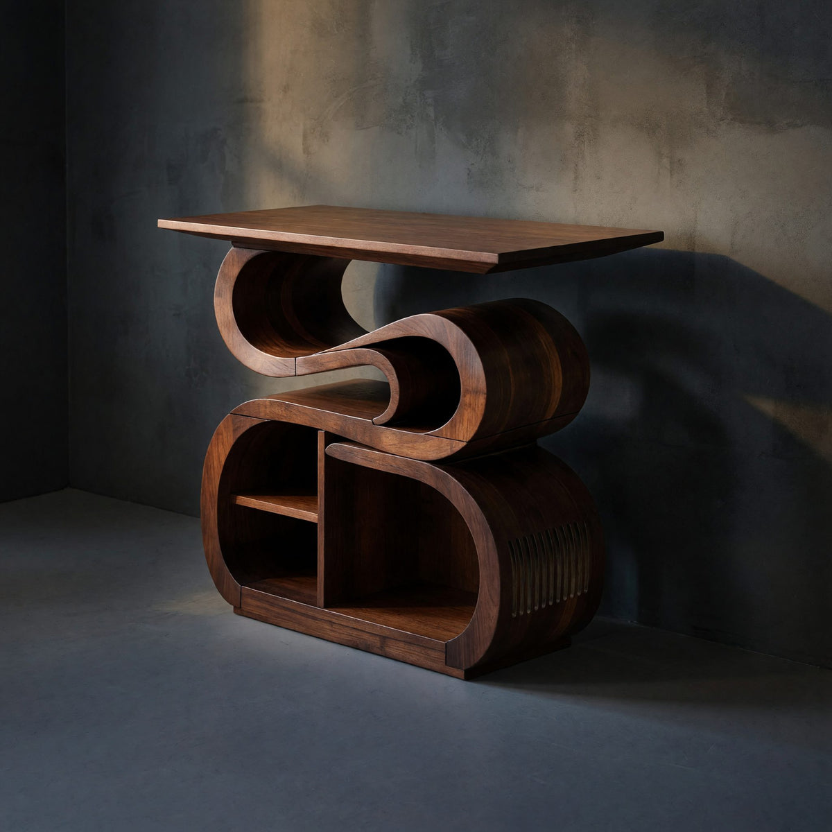 Solid Wood Record Player Stand Mid Century Console Vinyl Collection Area