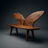 Solid Wood Outdoor Garden Bench With Butterfly Wing Backrest