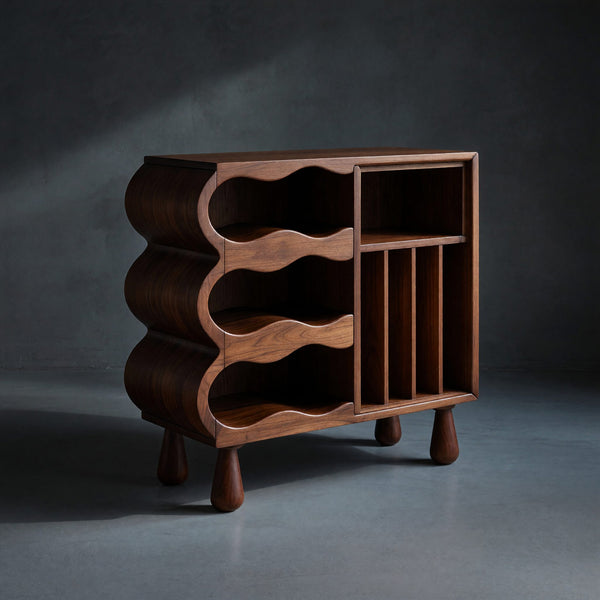 Solid Wood Record Player Stand Scandinavian Vinyl Listening Space