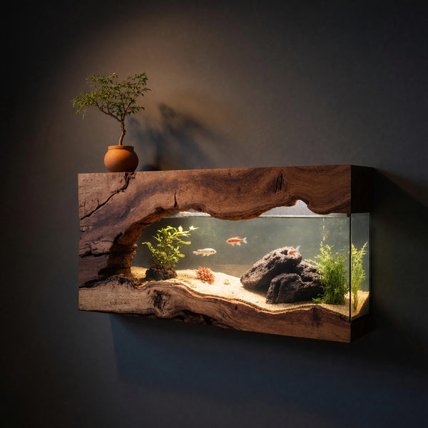 Solid Wood Aquarium Stand Wall Mounted Frame Living Room Office