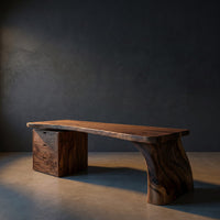 Organic Wood Desk With 3 Tier Integrated Bookshelf For Study Room