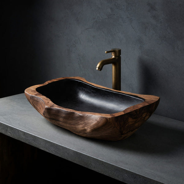 Solid Wood Sink Vanity Farmhouse Rustic Vessel Home Bathroom