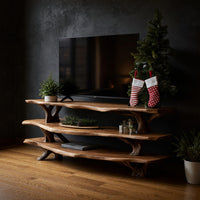 Three-Tier TV Console for an Open Living Room Wall