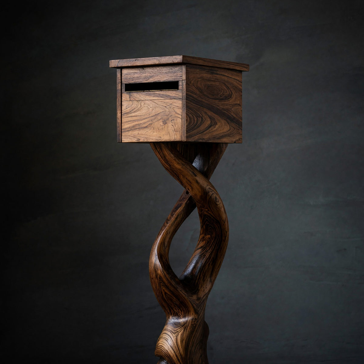 Solid Wood Mailbox Post Farmhouse Solid Sculpture Garden