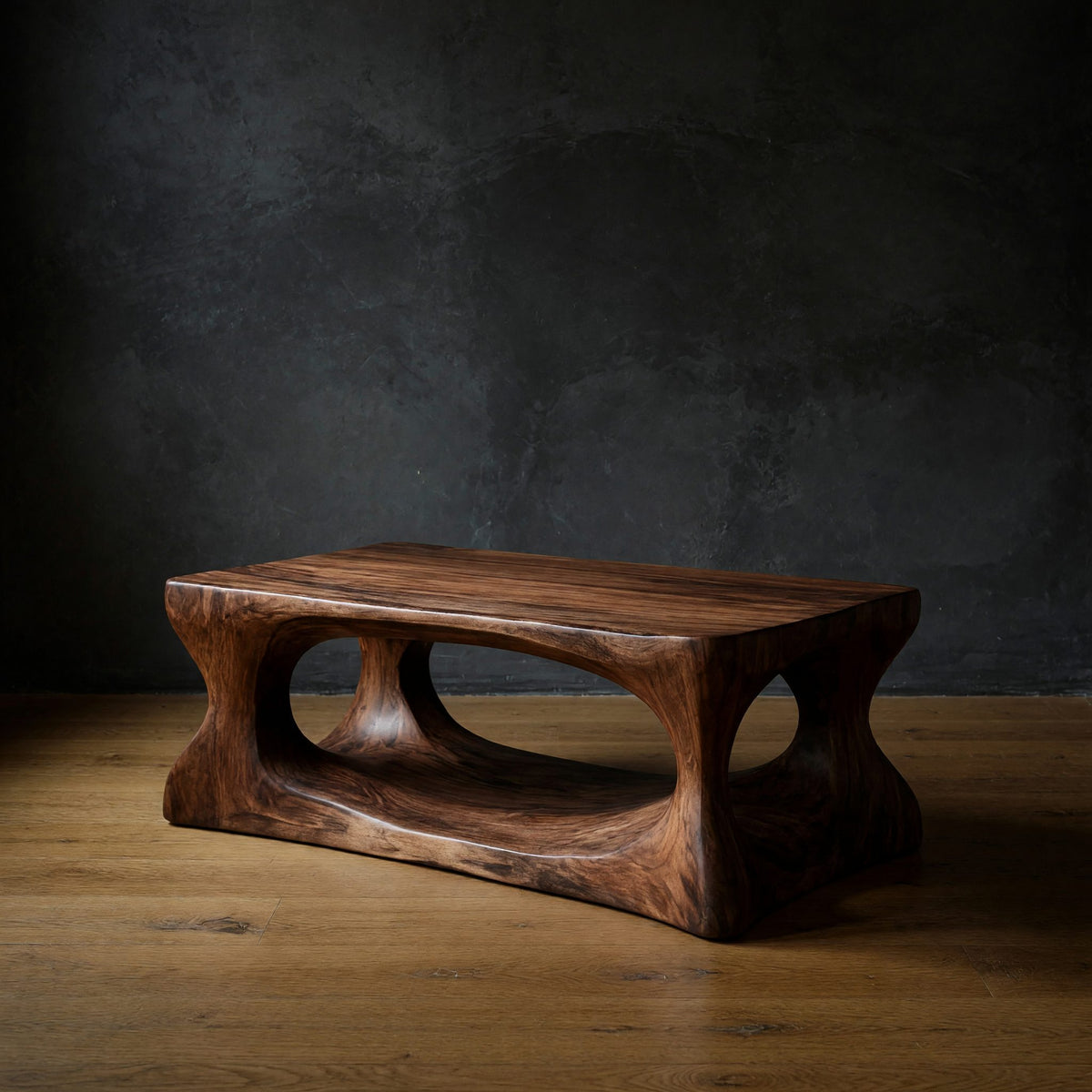 Thick Hardwood Blocks, Hollowed Into a Coffee Table